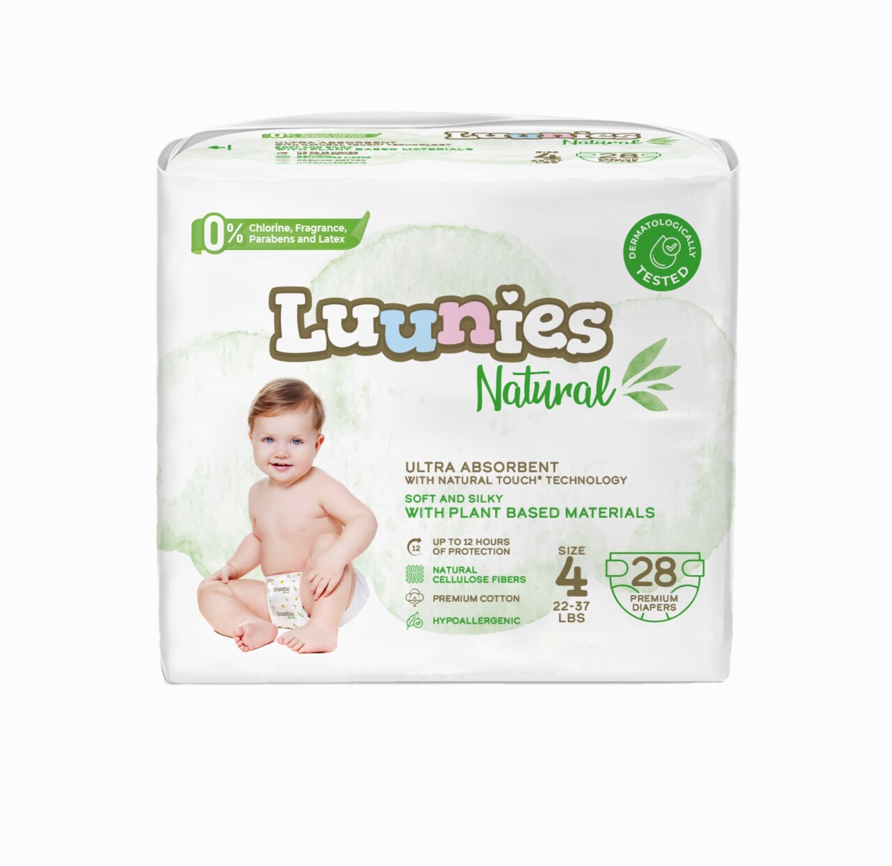 Lunnies Natural Ultra Absorbent Premium Diapers - Size 4 - 280 Count